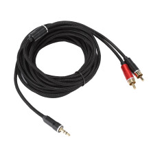 HiFi-stereoäänisovitinkaapeli, 3,5 mm:n uros - 2 RCA-uros, kestävä ja joustava rakenne kotiteatterijärjestelmiin