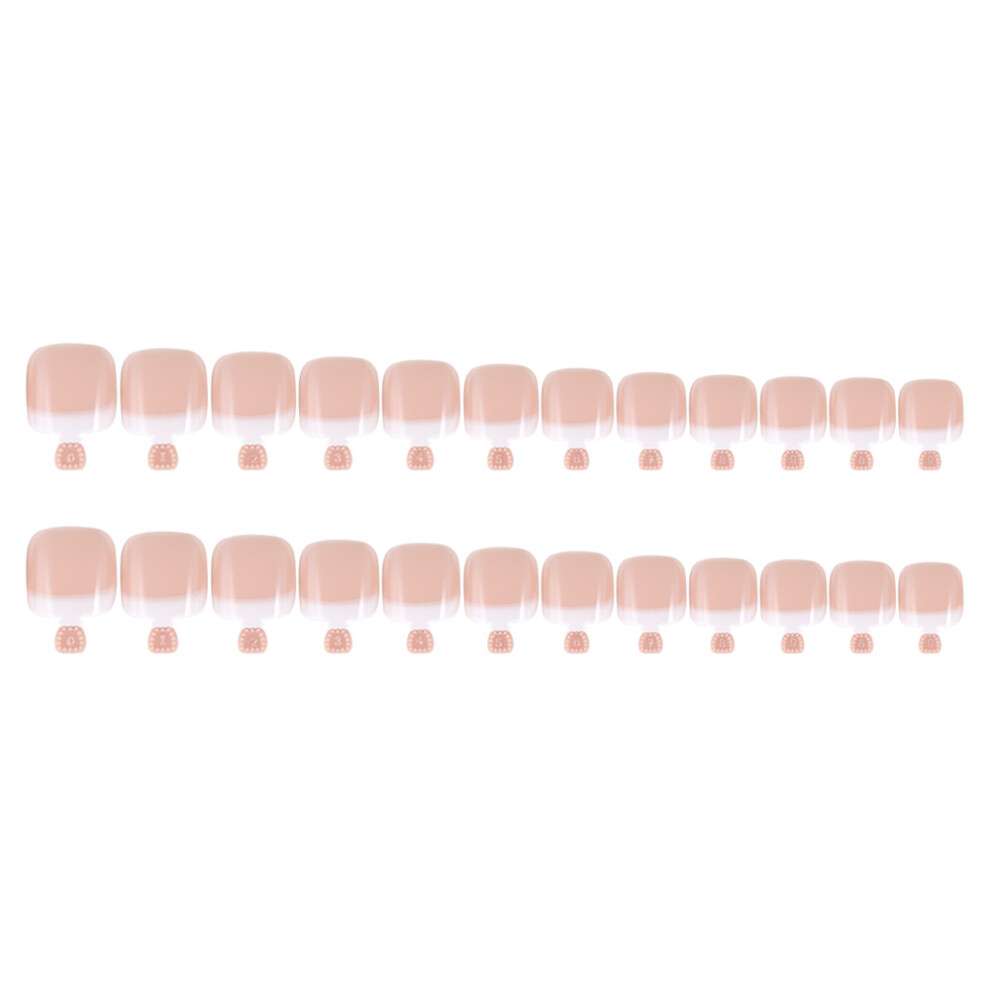 False Nails Glossy Press On Acrylic Artificial Glue On Style With French Manicure Supplies Gradient Design Reusable Fake Nails For Women Full Coverag