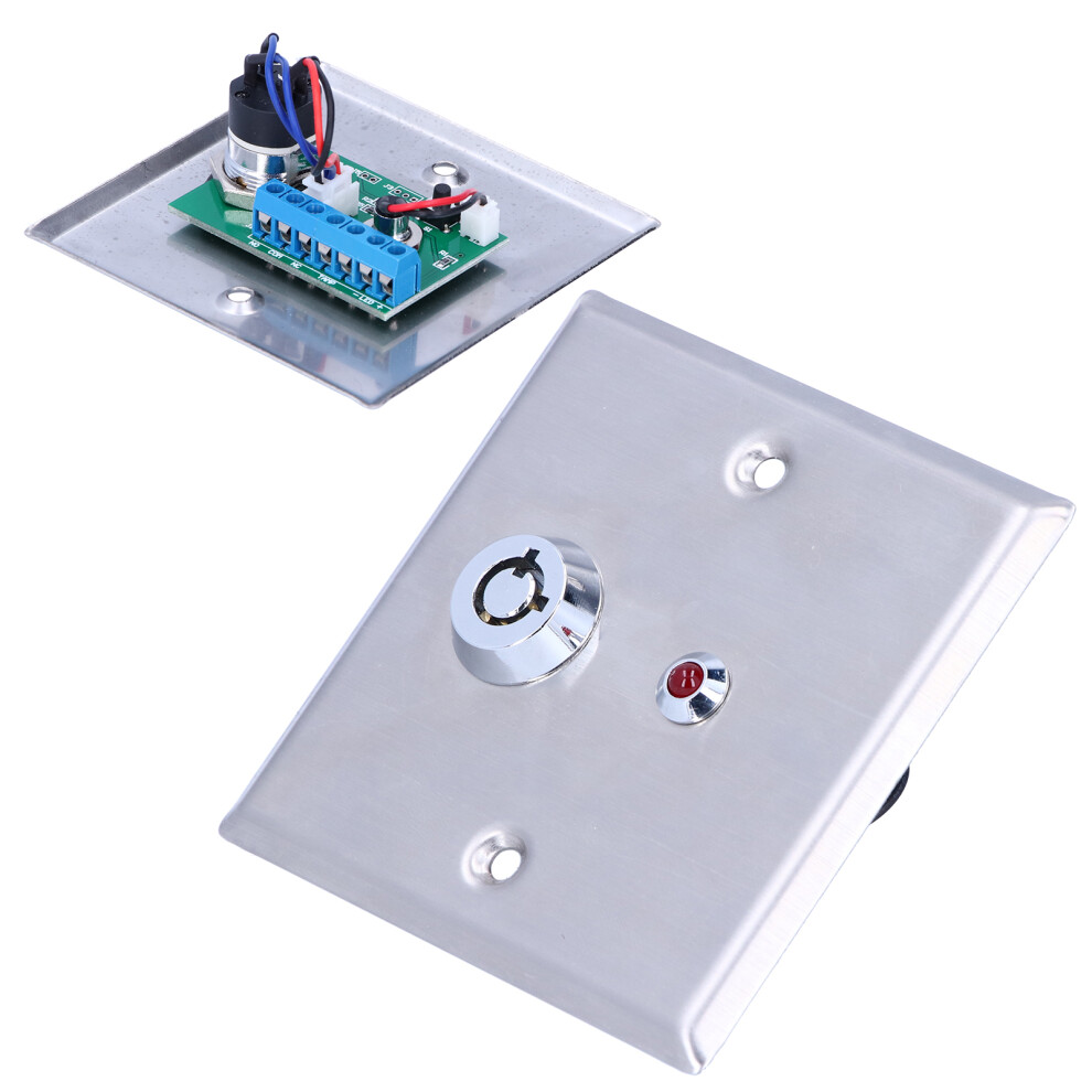 12Vdc Key Lock Switch With Red Led Emergency Door Release 86X86mm Tamper Safe 7901378831513