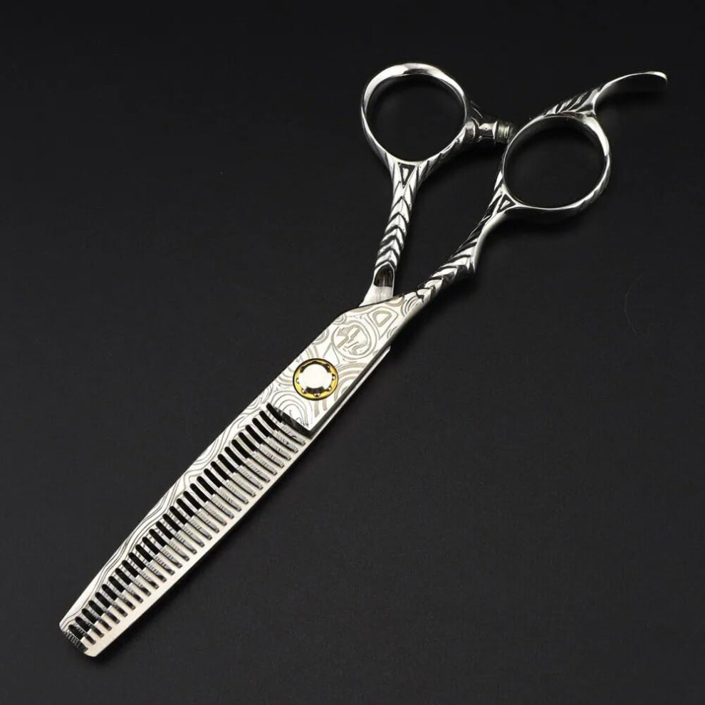 6 Inch Left Handed Hair Cutting Scissors Damascus Steel Barber Shears with Ultra Sharp Blades
