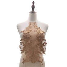 Bodice Lace Appliques Gold Floral Embroidery Lace Applique For Wedding Dress Evening Dancing Dress Trim