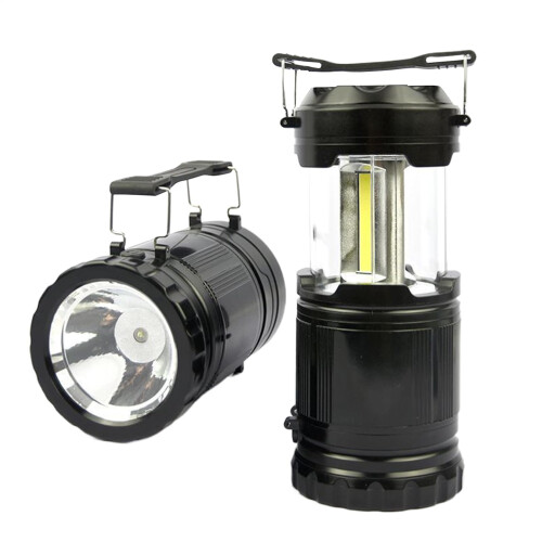LED Camping Lantern Foldable With Hook and Handle Attachment Adjustable Brightness Emergency Light for Survival Black