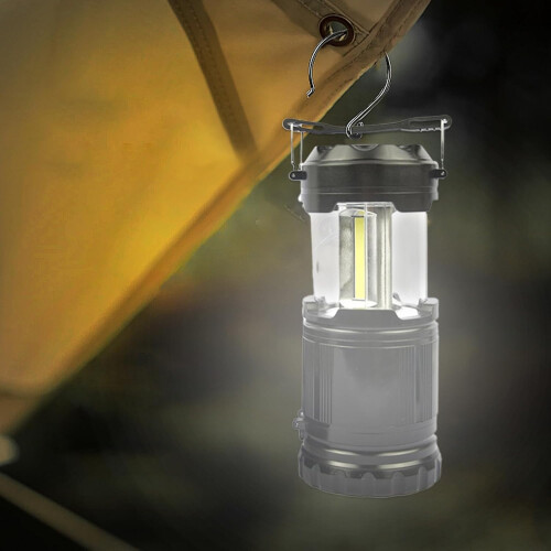 LED Camping Lantern Foldable With Hook and Handle Attachment Adjustable Brightness Emergency Light for Survival Black 1
