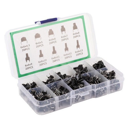 200 Pcs Tactile Push Button Switch 6x6mm for TV Audio Computer Electronic