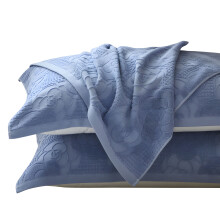 Pair of Wrap Style Pillow Towels All Cotton Nonslip-Blue