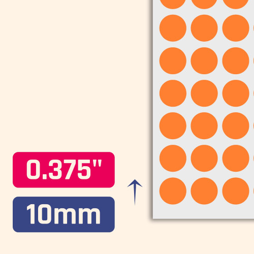 3,000 Pack, 10mm Round Dot Stickers Sticky Labels - Orange 1