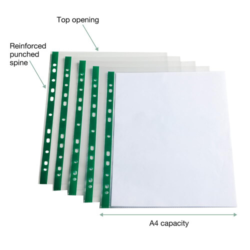 SUMMIT Punched Poly Pockets A4, Glass Clear, 100 Plastic Wallets 2