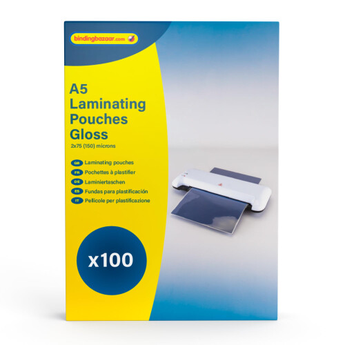 Binding Bazaar A5 Laminating Pouches, Gloss Finish, 150 Micron, 100 Laminating Sheets 2