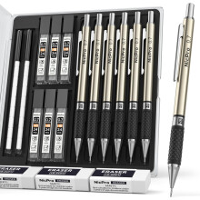 Nicpro 0.7 mm Art Mechanical Pencils Set, 6 PCS Metal Drafting Pencil 0.5mm with 6 Tu