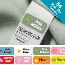QuoteMyWall 84 Stick On Washable Clothing Labels for School Uniform Clothes | No Iron