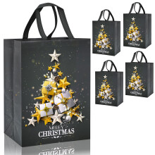 QRTDXP 4pcs Large Christmas Tote Bags for Presents,41 * 30 * 18cm Grey Xmas Gift Bags