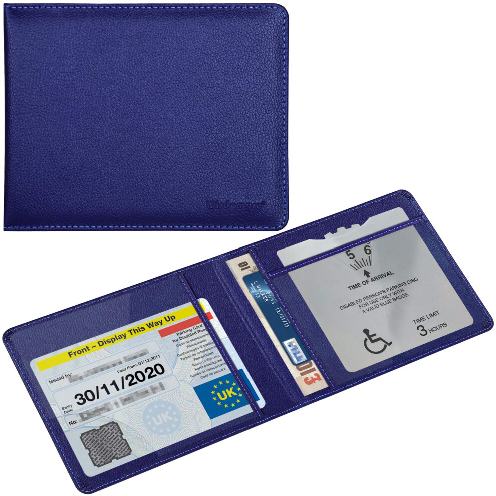 Wisdompro Pu Leather Disabled Badge And Timer Holder Wallet Protector Disability Blue 47401457