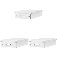 Leitz Storage Box, White, Click and Store Range, 60420001 (Pack of 3)