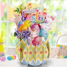 YianHien Easter Eggs Pop Up Card for Kids, Easter Cards for Kids Bunny 20" x 15", Hap