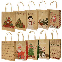 Christmas Kraft Gift Bags, 10Pcs Gift-Bags for Presents Style Xmas gift bag with Hand