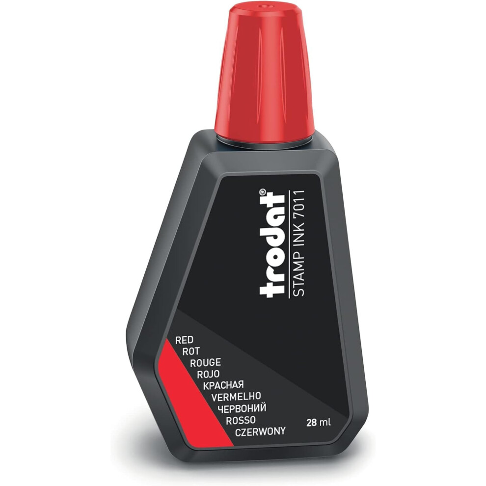 Pentel Trodat 7011 Red Ink Bottle - 28 Ml - Replacement Ink For Hand Stamp Ink Pads