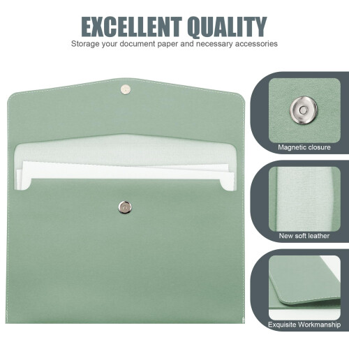 A4 Document File Folder, New Soft Leather A4 Pocket Envelope Folder Wallets,Waterproo 2