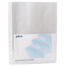 Pavo - Punched Pocket PP A4 60 Microns, Crystal Clear x100 (Pack of 100)