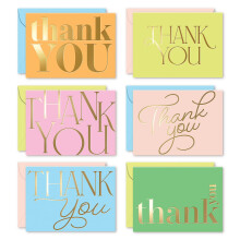 S&O Candy Thank You Cards with Envelopes - Blank Gold Foil sheets Set of 24 - Assorte