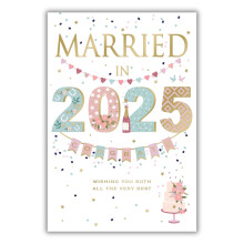 ICG 2025 Wedding Card - Married in 2025 - Wedding Congratulations Champagne and Confe