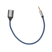 Uniwersalny rozdzielacz audio 3,5 mm z redukcją szumów, wbudowanym mikrofonem i pilotem, zamienia gniazdo combo w oddzielne gniazda słuchawkowe i