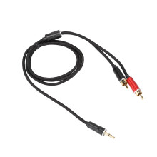 Kestävä ja joustava 3,5 mm:n uros-/2RCA-urosliitäntäsovitin sotkeutumattomalla muotoilulla HDTV-tietokoneille, kannettaville tietokoneille ja