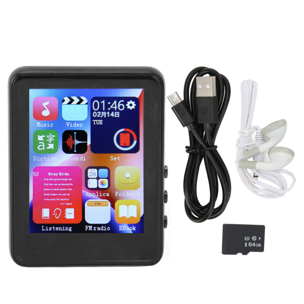 Full Touch Screen Mp3 Player With Hifi Sound Quality Bluetooth 5.0 Built In Speaker Fm Radio Recording Support Expandable Storage Multifunctional Musi 9176269406042
