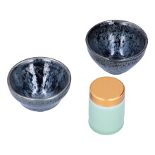 Ceramic Kung Fu Tea Set with Canister and Cups, Gift-Ready