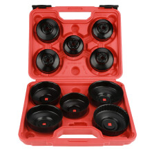 11pcs Oil Filter Wrench Set with Carrying Case, Carbon Steel, 10 Sizes, Adapter for Various Vehicles
