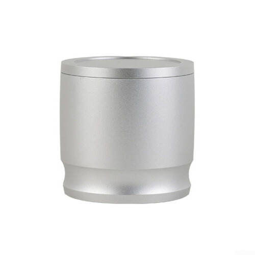 58mm Coffee Grounds Container with Lid, Durable Alloy Build, Compatible Grinder Fit, Silver