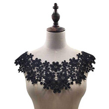 Embroidered Lace Collar Applique, Floral Lace Trim Patches For DIY Crafts, Sewing, Scrapbooking, Black Style 3