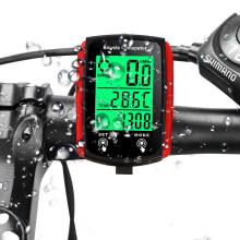 Computer Odometer Speedometer Multifunctional Waterproof Bicycle Computer With LCD Backlight Display Red For Cycling