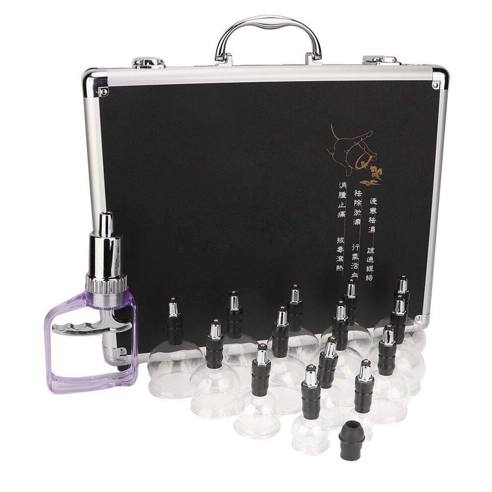 Glass Cupping Set for Cupping Therapy Equipment, 14PCS Glass Massage Cups with Smooth Release Rubber Air-Locking Valves and Straight Hand Pump,