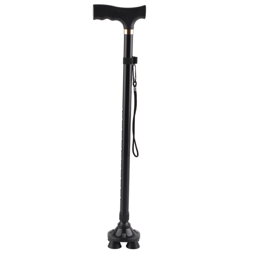 Light Folding Cane With Led Adjustable Height Walking Stick For Elderly Women Men, Weight Aluminum Mobility Aid With Pivoting Quad Base And
