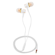In-ear hovedtelefoner med mikrofon, kobberbeklædt aluminiumsspole, højkvalitets lydkvalitet, vinklet design til musikelskere på farten
