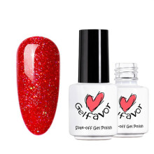 Esmalte de uñas en gel con purpurina DIY, efecto brillante y reluciente, larga duración, fácil de quitar con luz UV/LED, purpurina roja navideña,