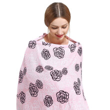 Breastfeeding Nursing Covers Flower Pattern, Storage Bag, Towel Corners, 4 In 1 Nursing Scarf, Breathable Pink