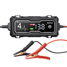 Intelligent Battery Charger 4A 6V 12V Fully Automatic Car Battery Charger Black Eight Level Charging