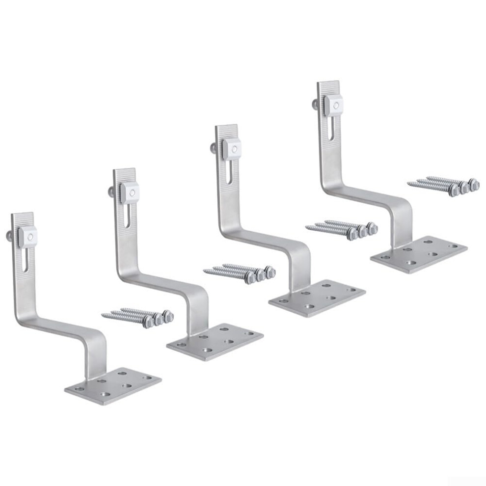 Secure Roof Hooks For Solar Panel Installation Heavy Duty Stainless Steel Photovoltaic Brackets (4 Sets) 9199774992404