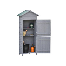 Outsunny Wooden Garden Storage Shed Includes 3 shelves, dimensions 79cm x 49cm x 191.5cm, deep grey