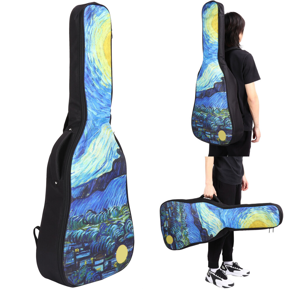 Nylon Guitar Backpack 36/41in Dual Purpose Storage Bag for Folk Acoustic