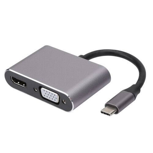 Διανομέας USB C πολλαπλών θυρών με θύρα HDMI VGA USB3.0 και γρήγορη φόρτιση, συμπαγής