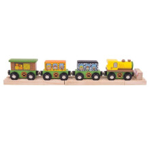 Safari in Treno - BIGJIGS - 7 pezzi - Locomotiva in legno - Per bambini a partire da 3 anni - Avventura nella giungla