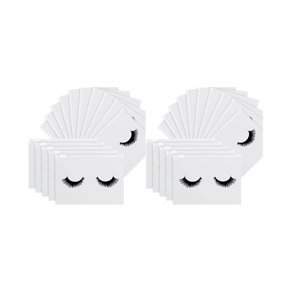 White 200 Pieces Eyelash Aftercare Bags Eyelash Makeup Bags Empty Lash Cosmetic Pouch Travel Make Cases Toiletry Bag