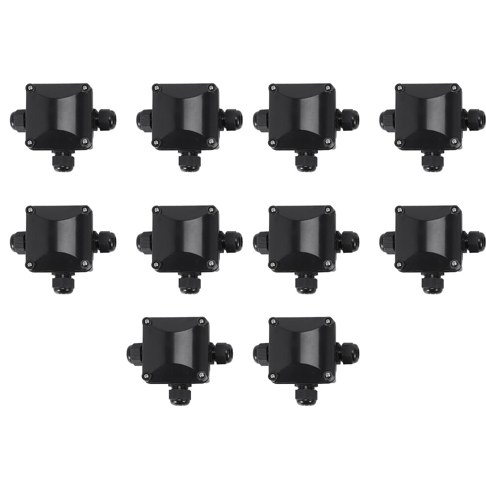 3-Way Junction Box, Ip 68 Waterproof Connectors For Outdoor Lighting External Junction Box Pack Of 10 Black 6031891429070