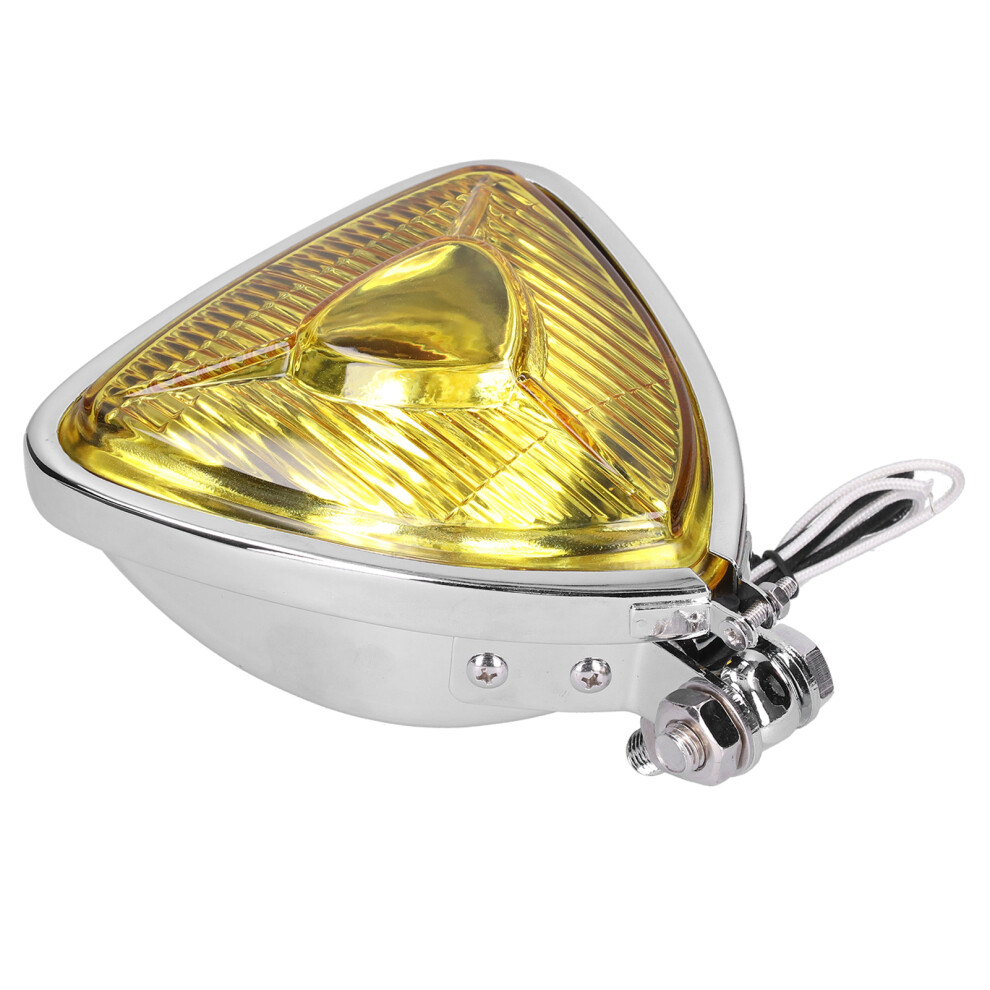 M10 Thread Retro Triangular 12V 55W Motorcycle Lens Headlight Yellow 5071378879456
