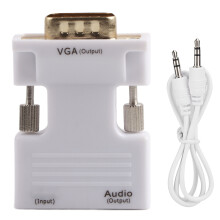 Adaptér HDMI na VGA so zvukom, konverzia signálu s vysokým rozlíšením 1080P, kompaktný dizajn, pozlátený konektor, funkcia Plug and Play,