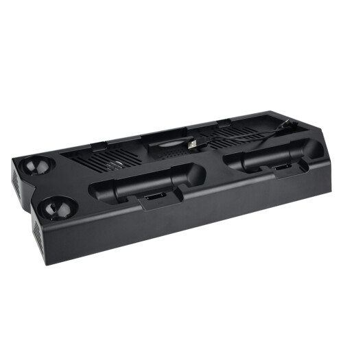 Base di raffreddamento con piedini antiscivolo e supporto verticale per PS4 Slim, dock di ricarica doppio per controller, supporto per PSVR e hub USB 1