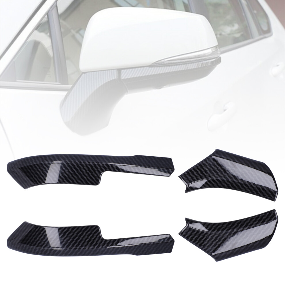 Rearview Mirror Cover For Rav4 2019-2021 Carbon Fiber Style Stick-On Trim 8261378886142