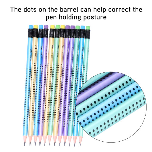 12 pièces d'un ensemble de crayons antidérapants de 18,6 cm avec taille-crayon 2